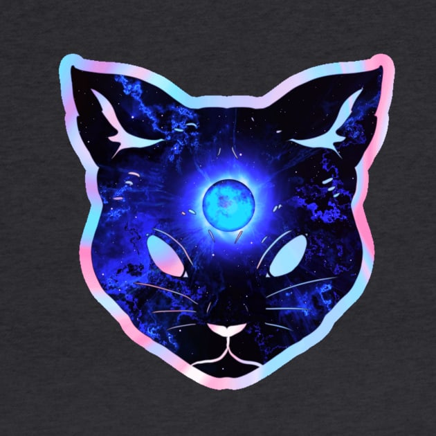 Shocking prismatic iridescent psychic cat by LukjanovArt
